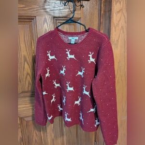 G.H. Bass Holiday Reindeer Pullover Sweater Long Sleeves